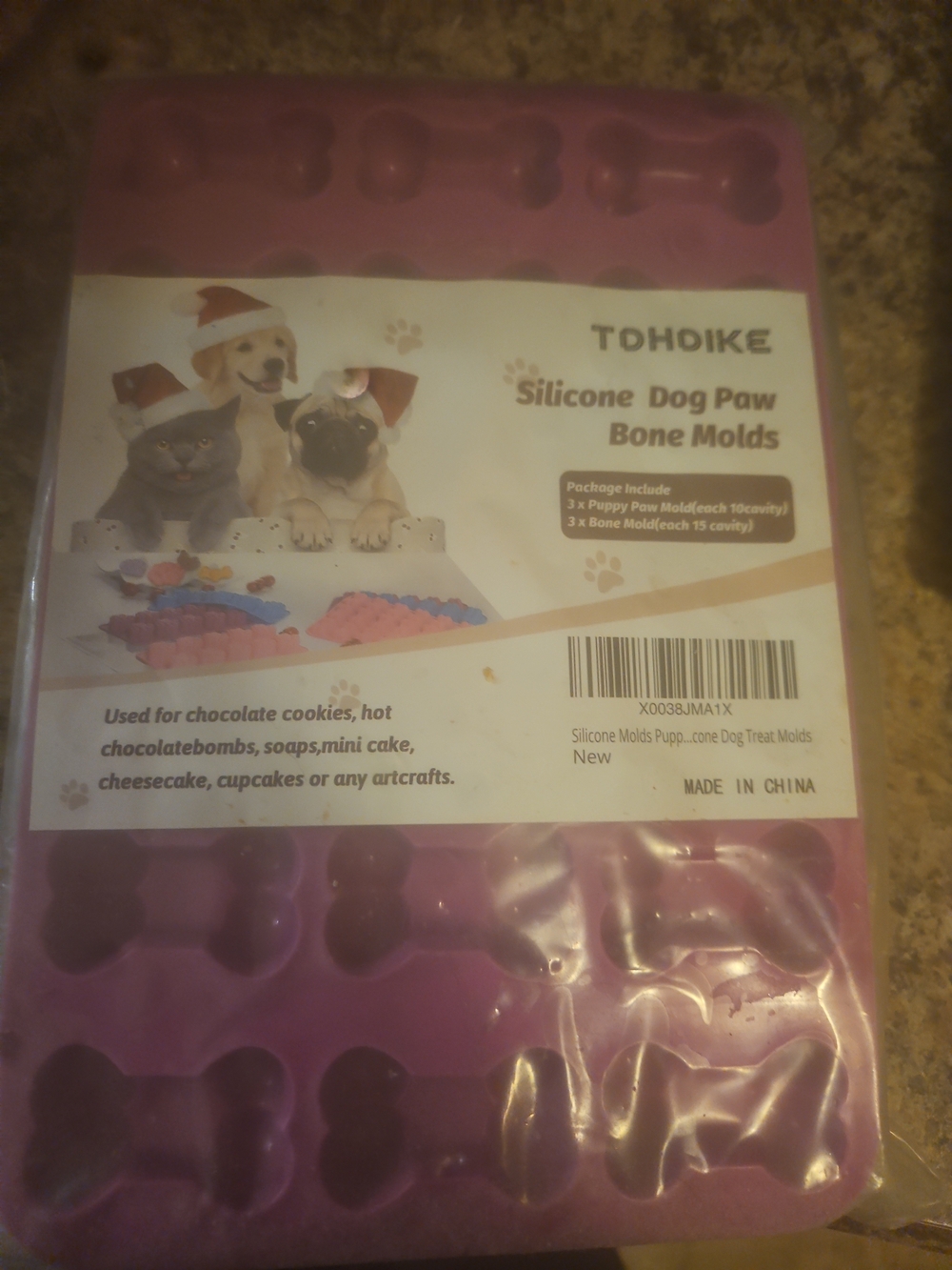 Purple Silicone Dog Paw & Bone Molds - 6-Pack Baking and Craft Set